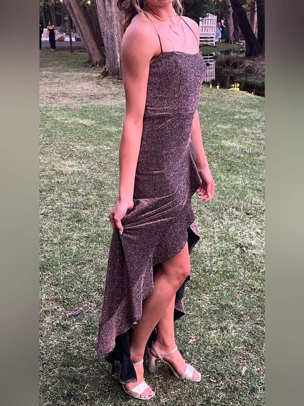 Sparkle High-Low Brown Evening Dress